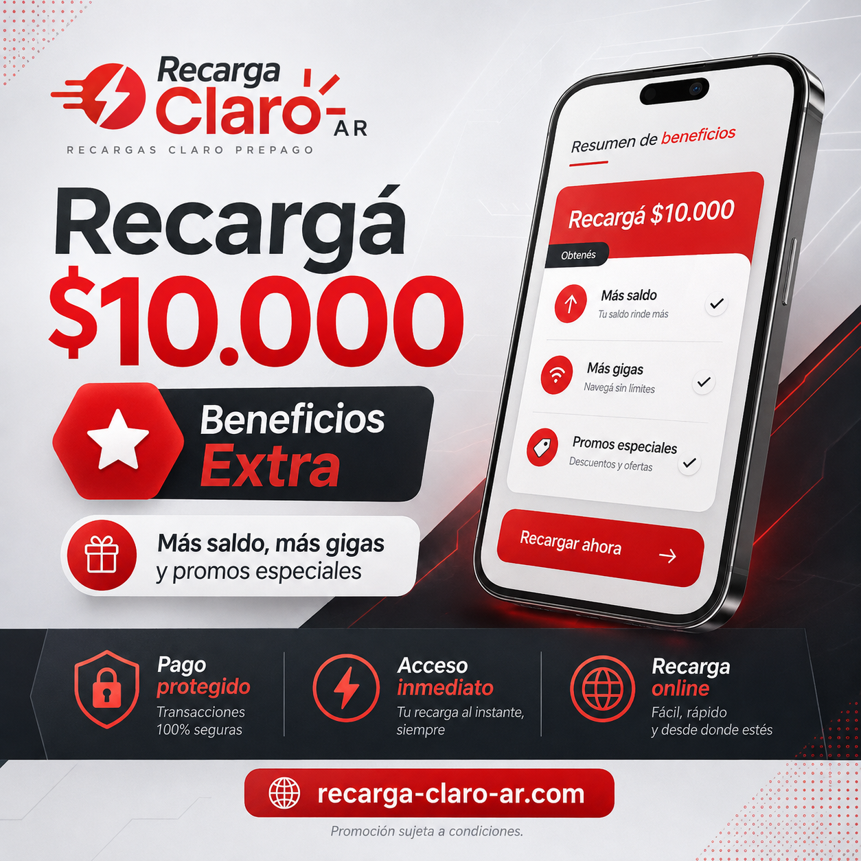 Recargá $10.000 + Beneficios Extra